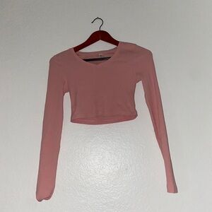 Super cute y2k going out tee long sleeve pink retro croptop girl hoodcore blouse